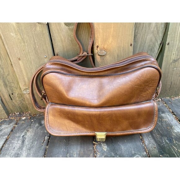 Vintage 1970s AMIIET Leather Camera Bag Brown GENUINE LEATHER Multi Purpose - Picture 8 of 12